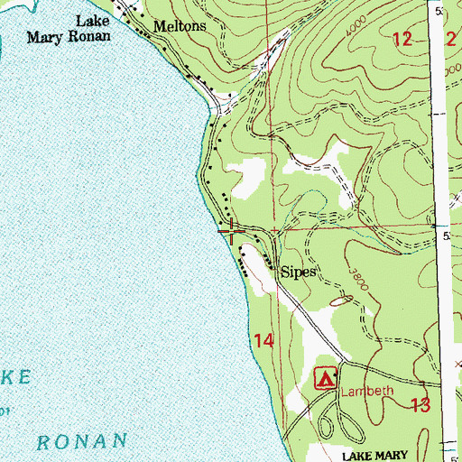 Topographic Map of Mountain Meadows Resort and Campground, MT