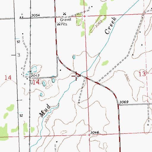 Topographic Map of Mud Creek Bridge, MT