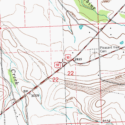 Topographic Map of Mission Valley Historical Marker, MT