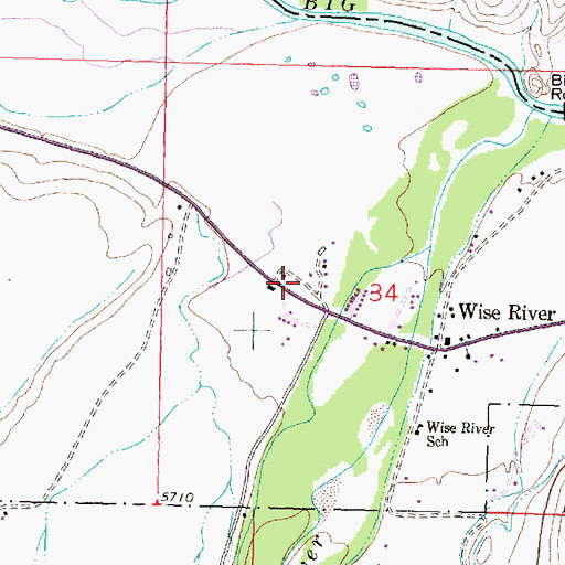 Topographic Map of Wise River Volunteer Fire Company, MT