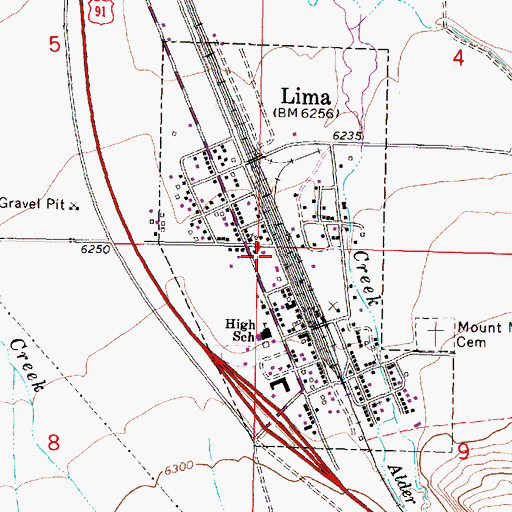 Topographic Map of Lima Rural Volunteer Fire Department, MT