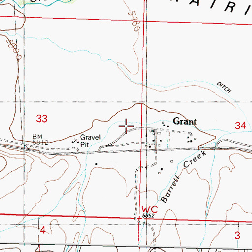 Topographic Map of Grant Fire Department, MT