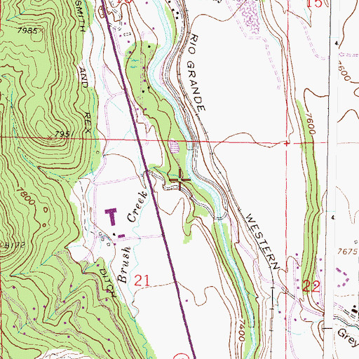 Topographic Map of Brush Creek, CO