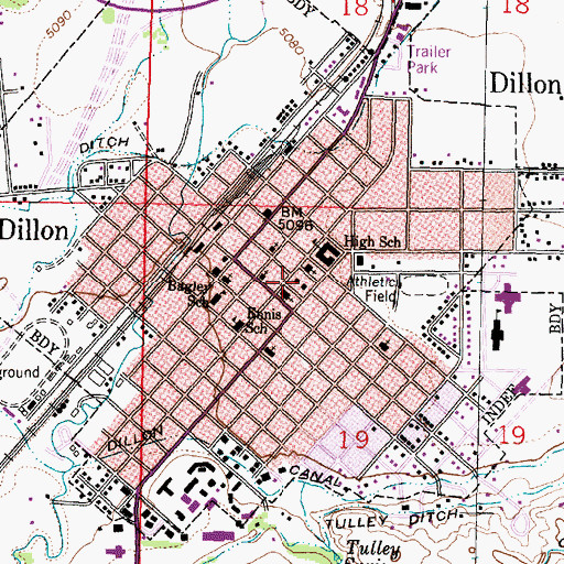 Topographic Map of Dillon Police Department, MT