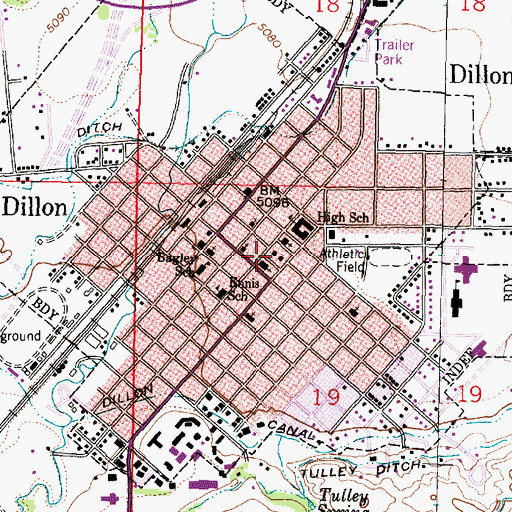 Topographic Map of Beaverhead County Sheriff's Office, MT