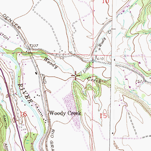 Topographic Map of Little Woody Creek, CO