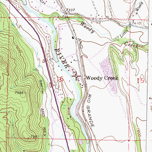 Topographic Map of Woody Creek, CO