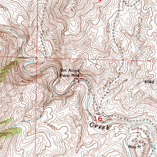 Topographic Map of Bonaccord Post Office (historical), MT