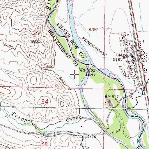 Topographic Map of Boes Bridge (historical), MT