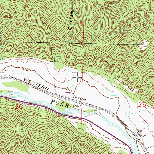 Topographic Map of Cerise Gulch, CO