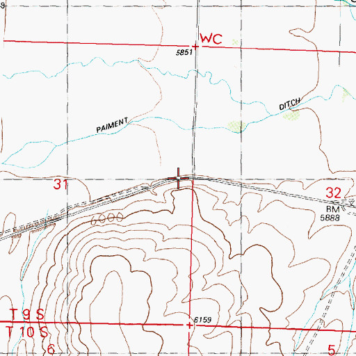 Topographic Map of Amesville Post Office (historical), MT