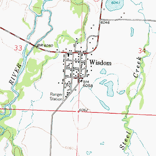 Topographic Map of Wisdom School, MT