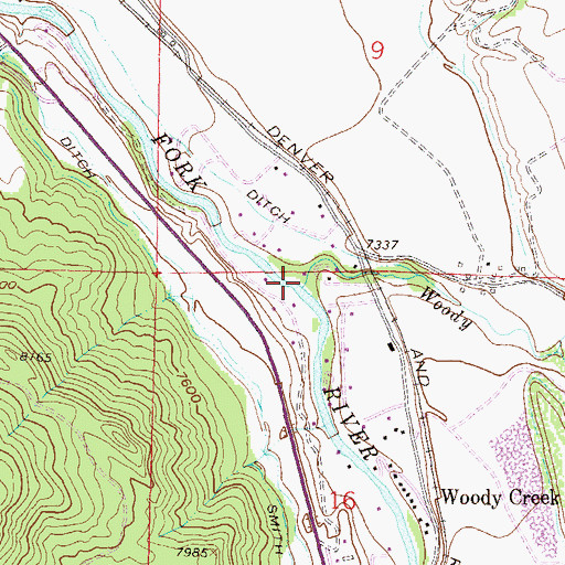 Topographic Map of Woody Creek, CO