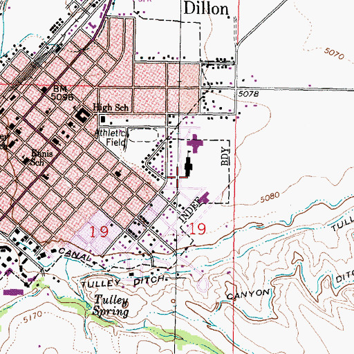 Topographic Map of Dillon Middle School, MT