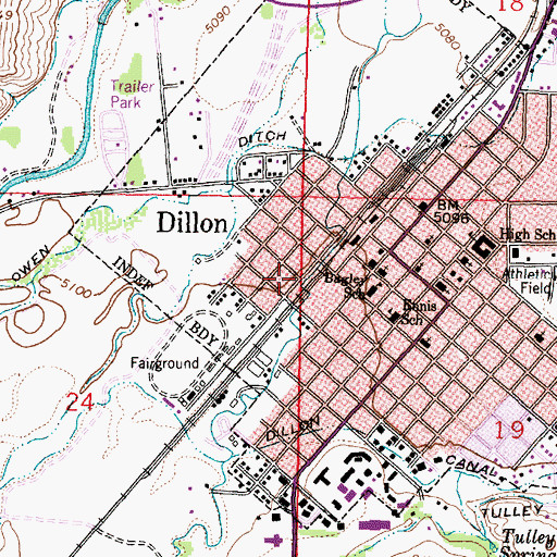Topographic Map of Bethany Baptist Church, MT