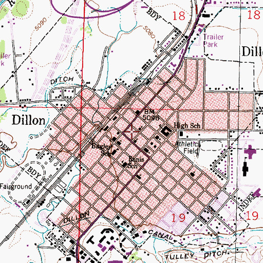 Topographic Map of Grace United Methodist Church, MT