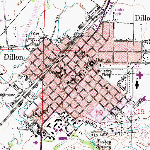 Topographic Map of First Presbyterian Church, MT