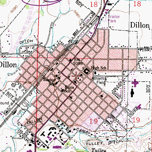 Topographic Map of First Evangelical Lutheran Church, MT