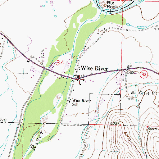 Topographic Map of Church of the Big Hole, MT