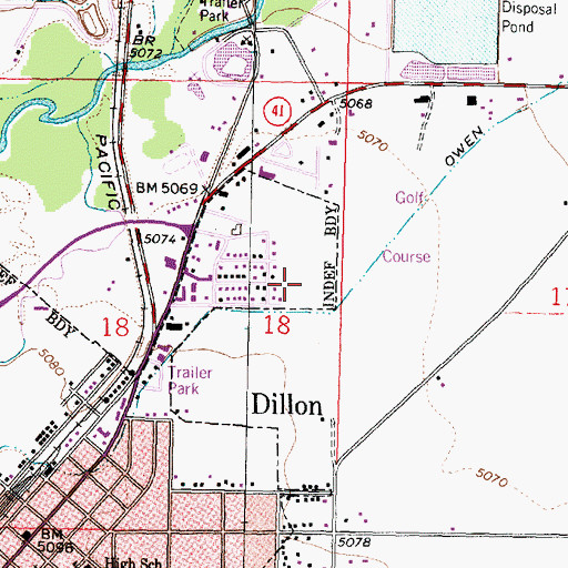 Topographic Map of Dan Ibey Memorial Park, MT
