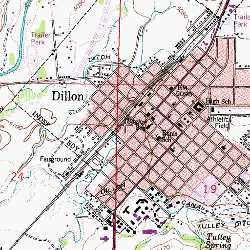 Topographic Map of Jaycee Park, MT