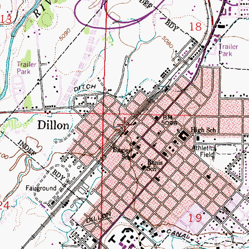 Topographic Map of Museum and Depot Park, MT