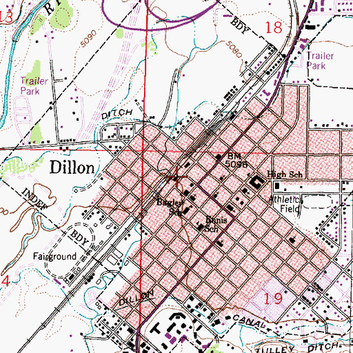 Topographic Map of Dillon Visitor Information Center, MT