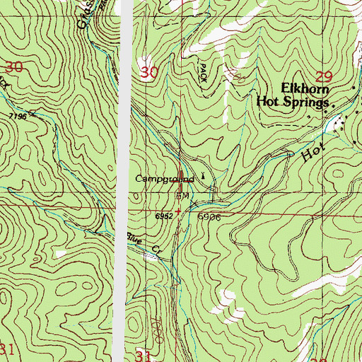 Topographic Map of Maverick Mountain RV Park, MT