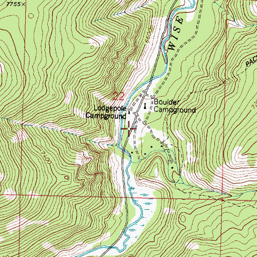 Topographic Map of Boulder Campground, MT
