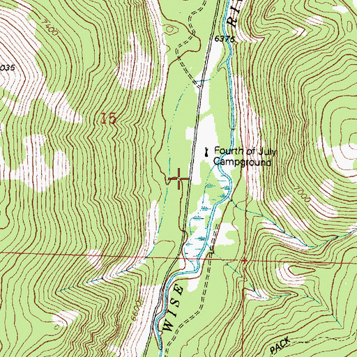 Topographic Map of Fourth of July Campground, MT