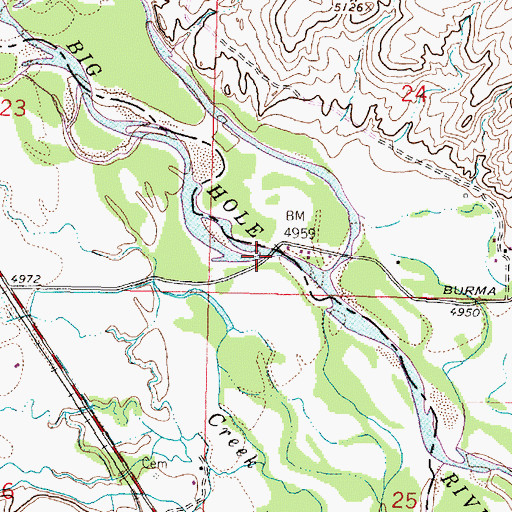 Topographic Map of Big Hole River Bridge, MT