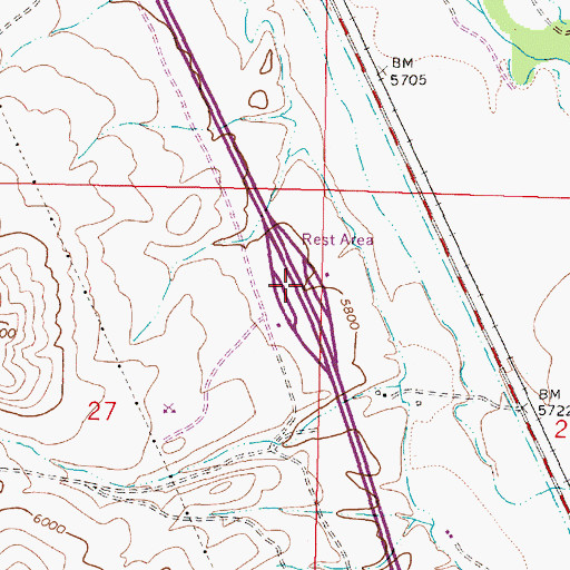 Topographic Map of Dell - Red Rock Rest Area, MT