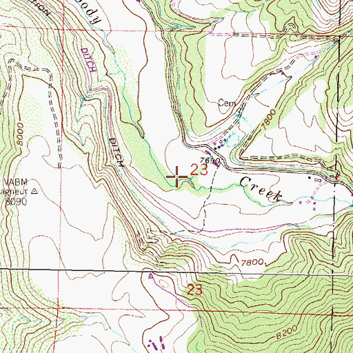 Topographic Map of Collins Creek, CO