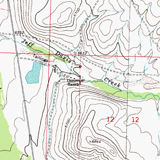 Topographic Map of Donovan Ranch Post Office (historical), MT