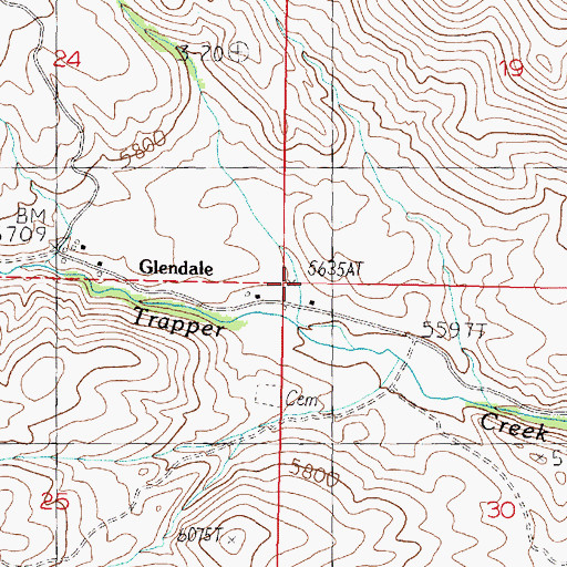 Topographic Map of Glendale Post Office (historical), MT