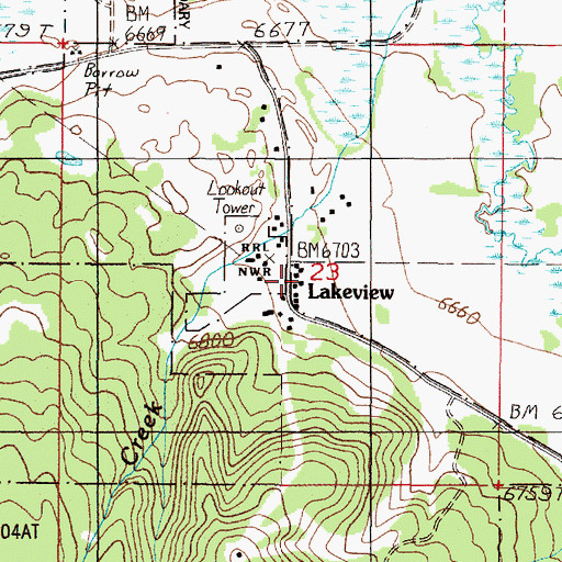 Topographic Map of Lakeview Post Office (historical), MT