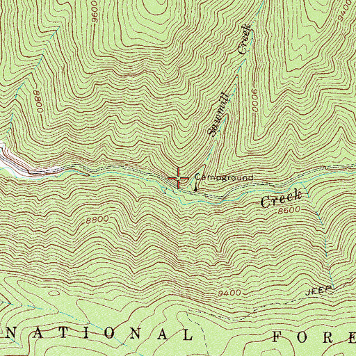 Topographic Map of Sawmill Creek, CO