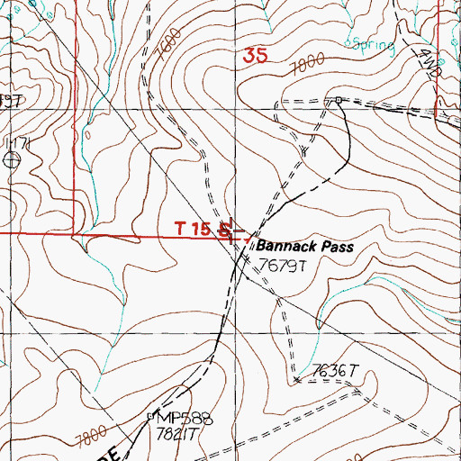 Topographic Map of Pioneer Pass (historical), MT