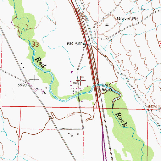 Topographic Map of Red Rock (historical), MT
