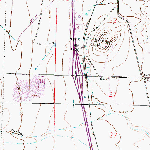 Topographic Map of Interchange 74, MT