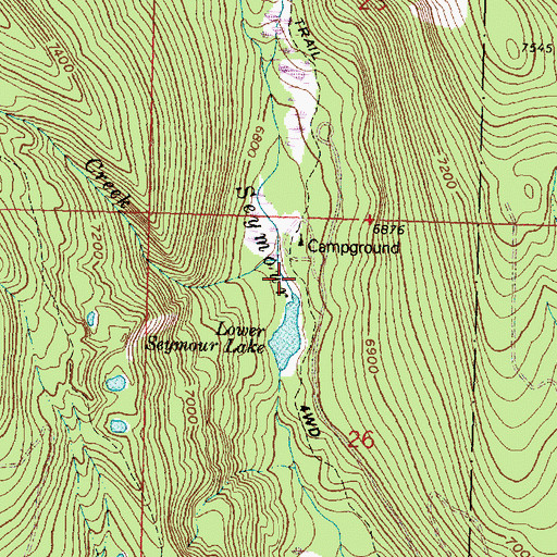Topographic Map of Seymour Campground, MT