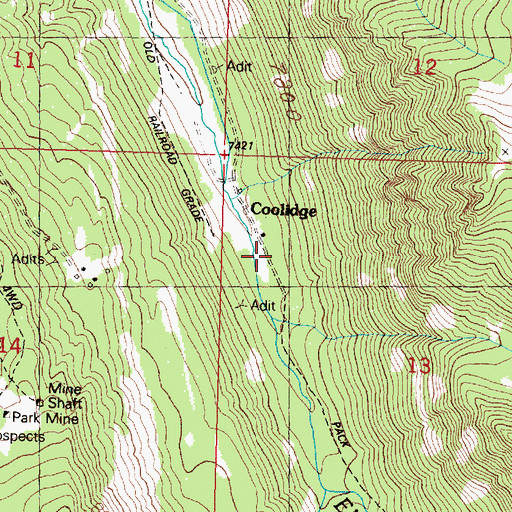 Topographic Map of Coolidge (historical), MT