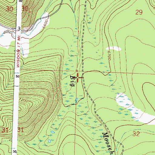Topographic Map of Moosehorn (historical), MT