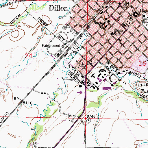 Topographic Map of Industrial Arts - Woods Building, MT