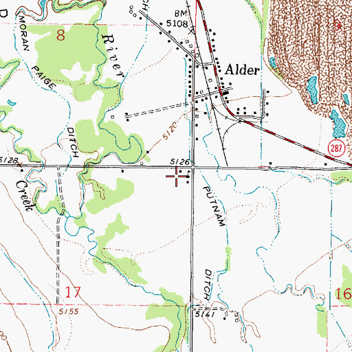Topographic Map of Alder School, MT