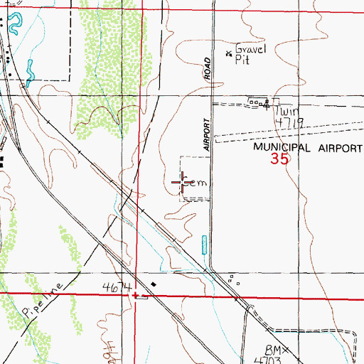 Topographic Map of Twin Bridges Cemetery, MT