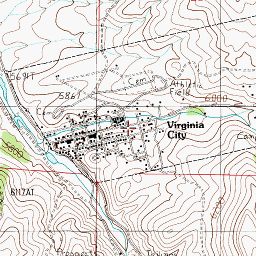 Topographic Map of Virginia City Rural Fire Department, MT