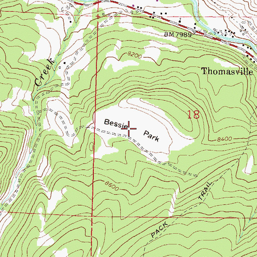 Topographic Map of Bessie Park, CO