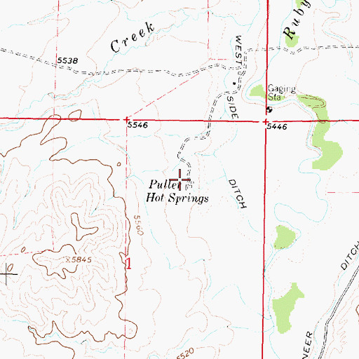 Topographic Map of Puller Hot Springs (historical), MT