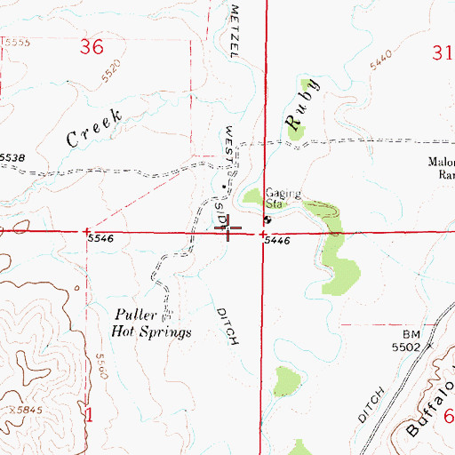 Topographic Map of Puller Springs School (historical), MT